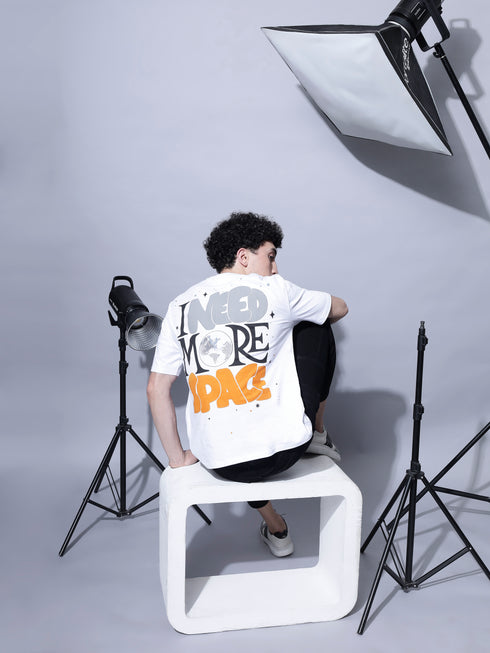 Bold Comfort: Men's Oversize Printed Cotton T-Shirt White